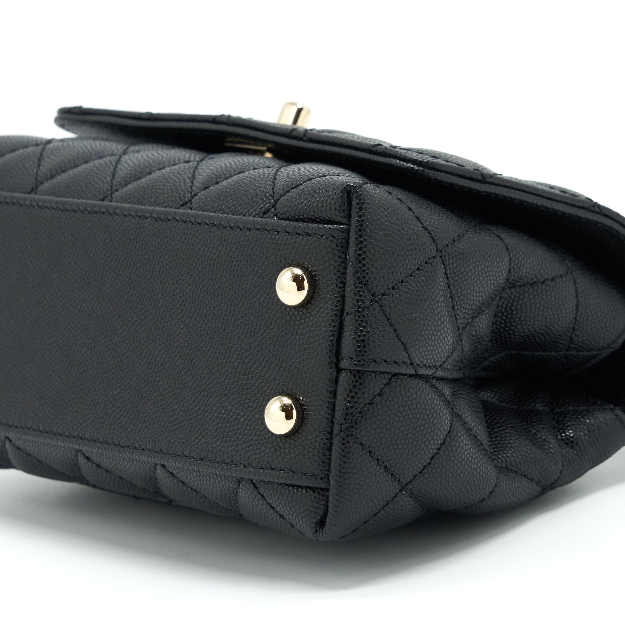 CHANEL MINI COCO HANDLE CAVIAR BLACK LGHW (MICROCHIP)