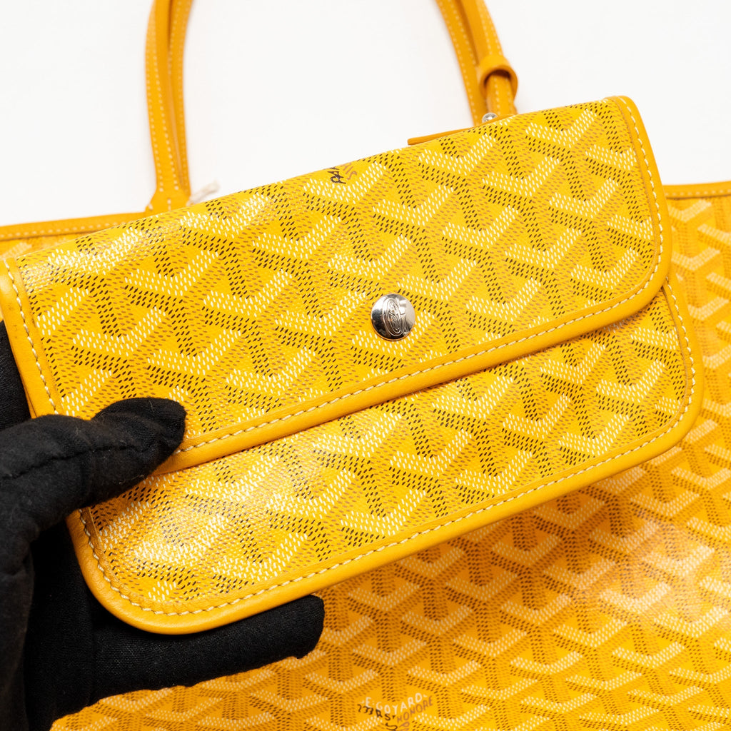 GOYARD SAINT LOUIS PM TOTE BAG GOYARDINE CANVAS/CALFSKIN LEATHER YELLOW SHW