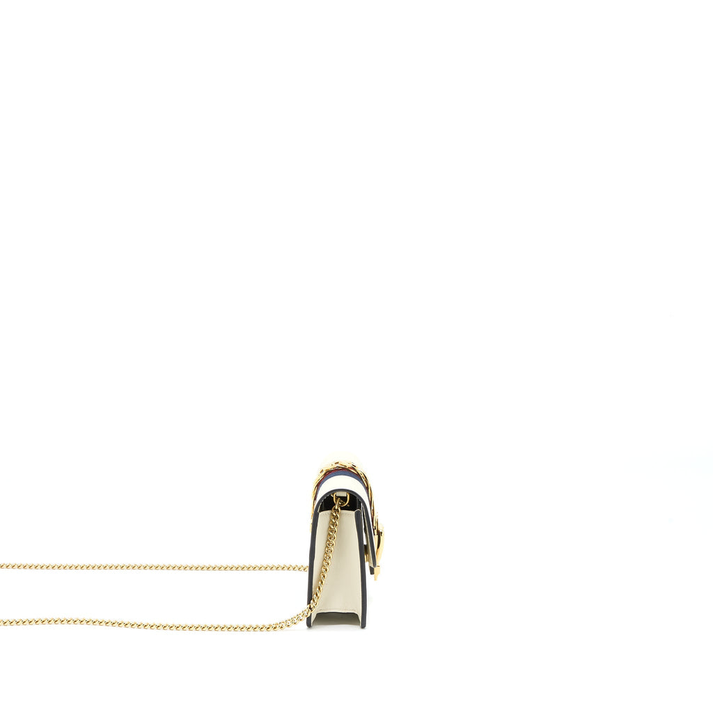 GUCCI SYLVIE MINI CHAIN BAG CALFSKIN WHITE GHW
