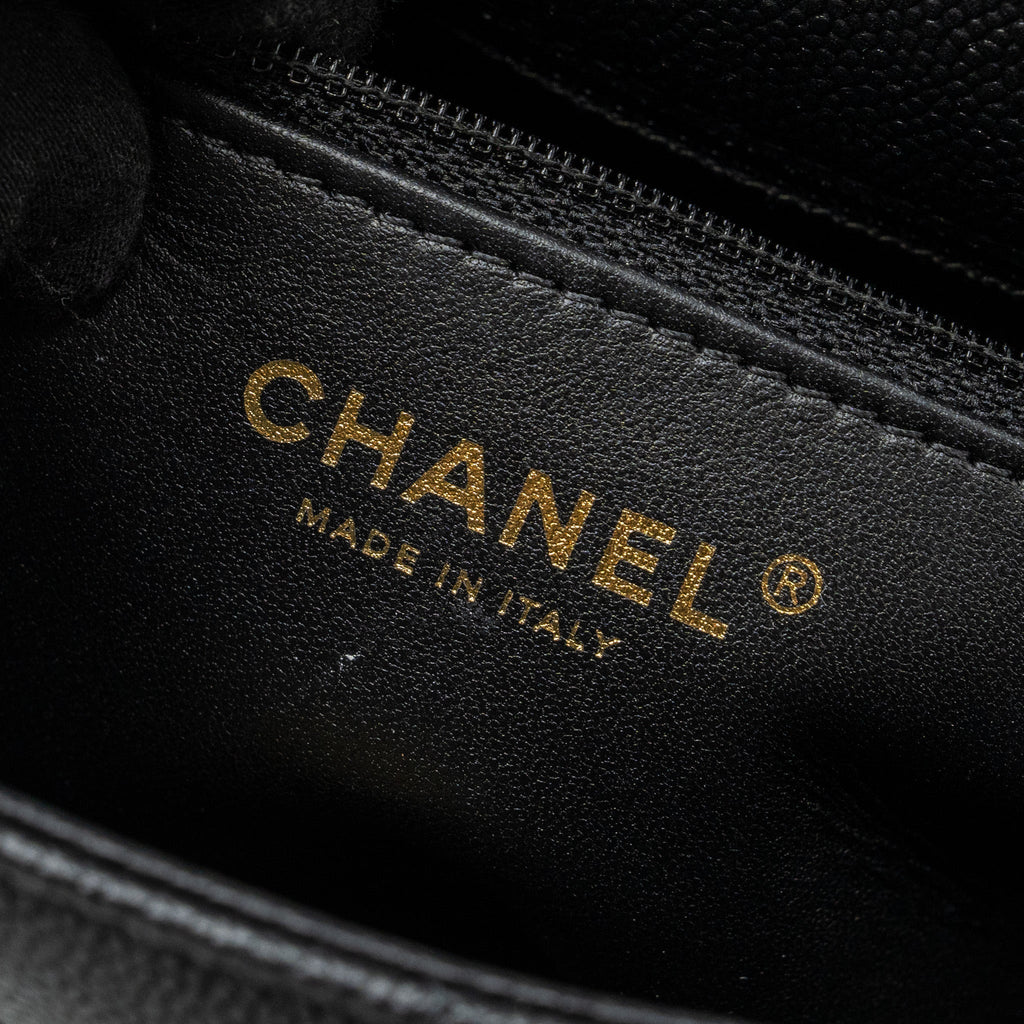 CHANEL COCO LOVE FLAP BAG ADJUSTABLE CHAIN CAVIAR BLACK GHW (MICROCHIP)