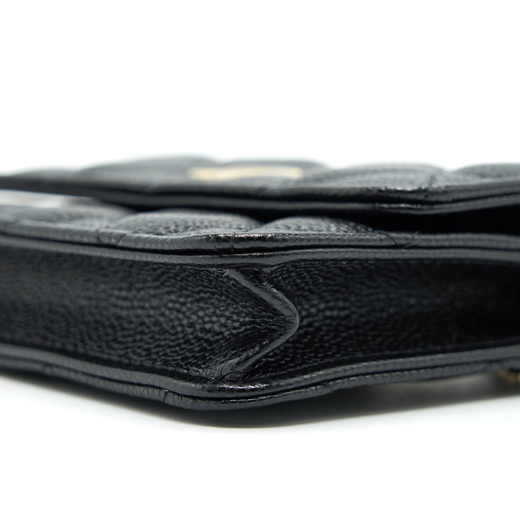CHANEL 21A FLAP CARD HOLDER WITH CHAIN BLACK GHW