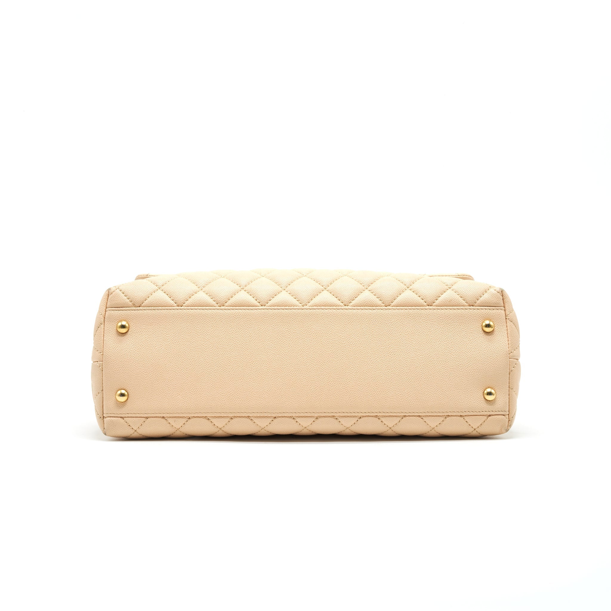 CHANEL CAVIER LARGE COCO HANDLE FLAP BAG BEIGE GHW