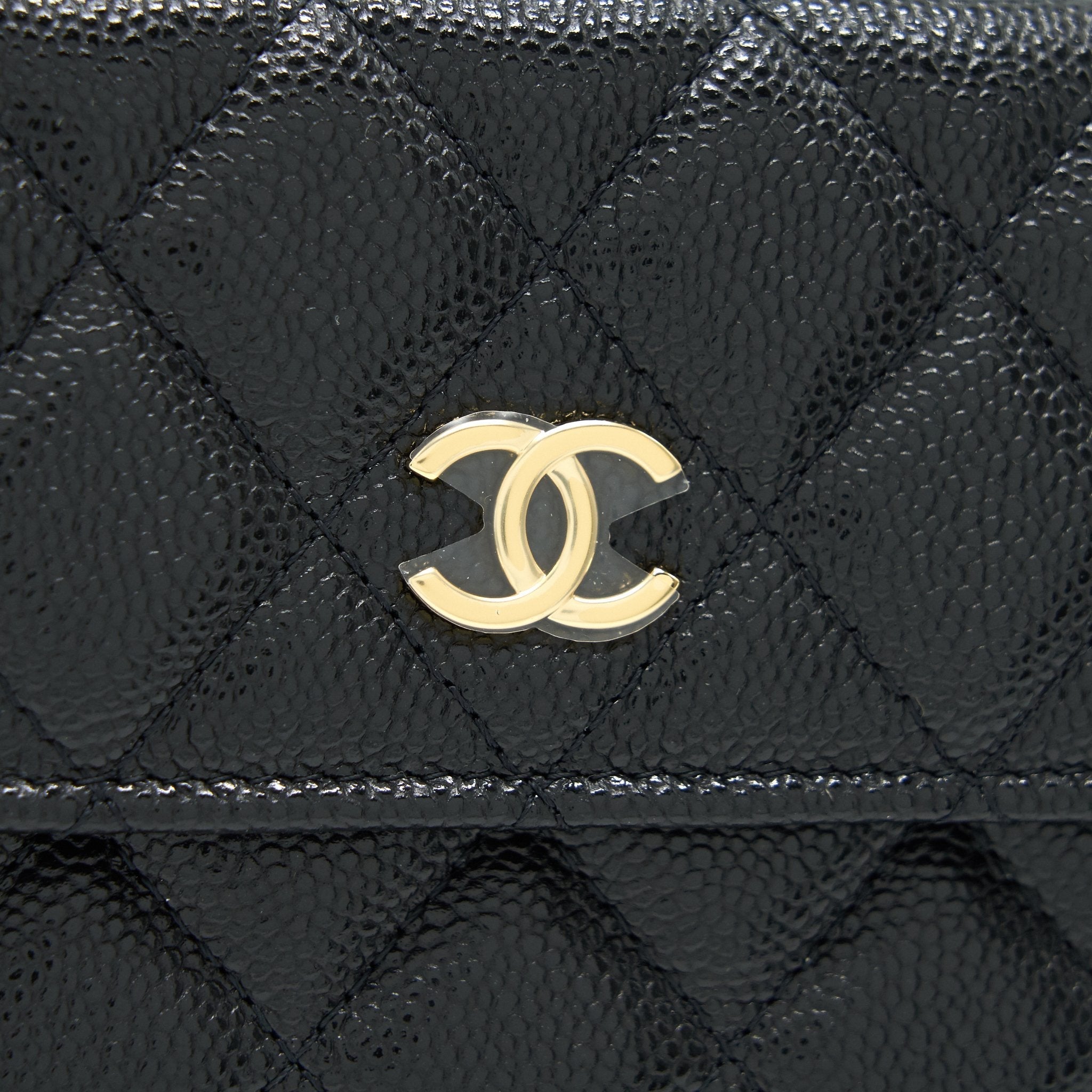CHANEL 21A FLAP CARD HOLDER WITH CHAIN BLACK GHW