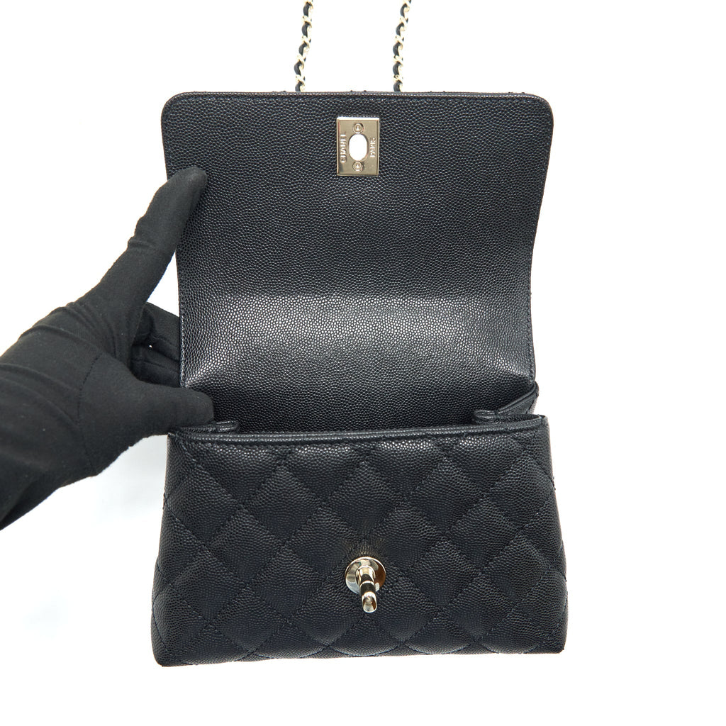 CHANEL MINI COCO HANDLE CAVIAR BLACK LGHW (MICROCHIP)