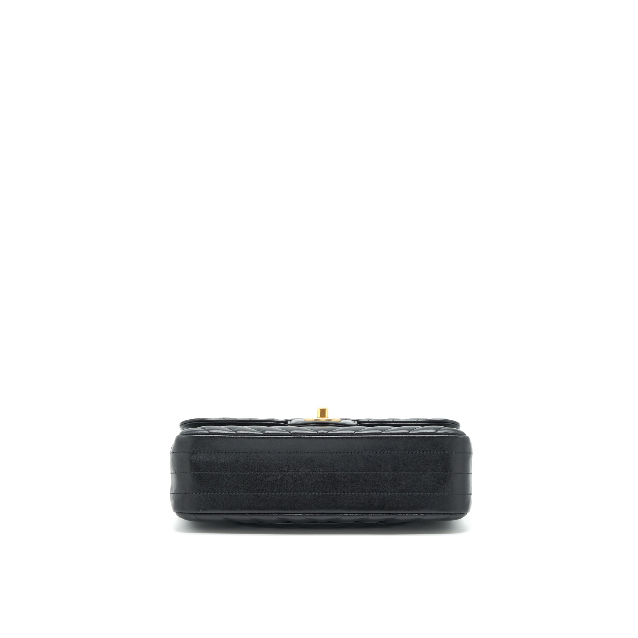 CHANEL SMALL CLASSIC DOUBLE FLAP BAG CHEVRON LAMBSKIN BLACK GHW
