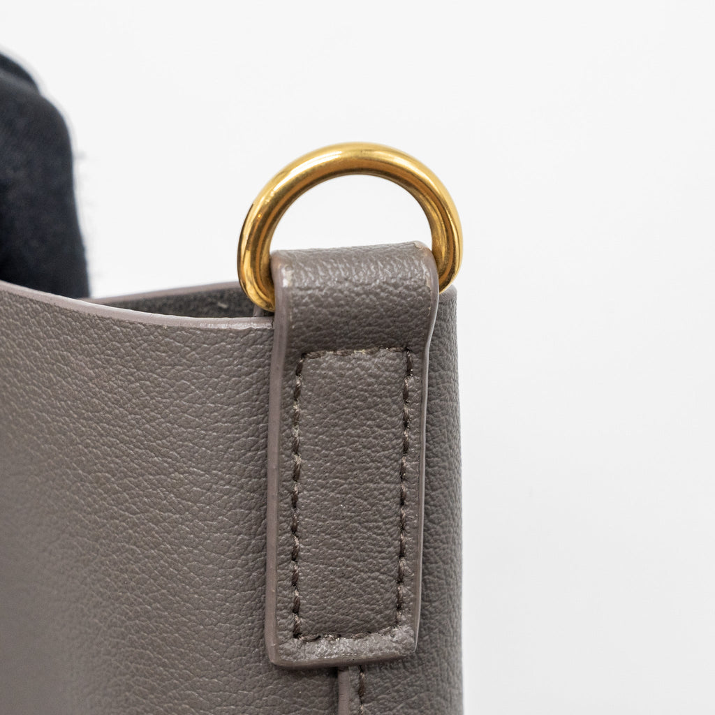 SAINT LAURENT TOY SHOPPING NORTH / SOUTH BAG LEATHER GREY GHW