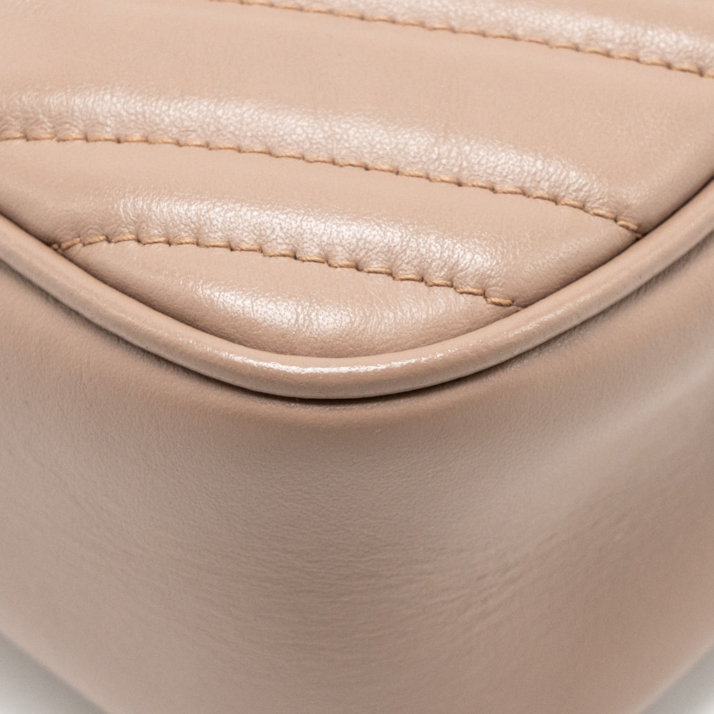 GUCCI SMALL GG MARMONT CAMERA BAG MATELASSE CHEVRON LEATHER PINK GHW