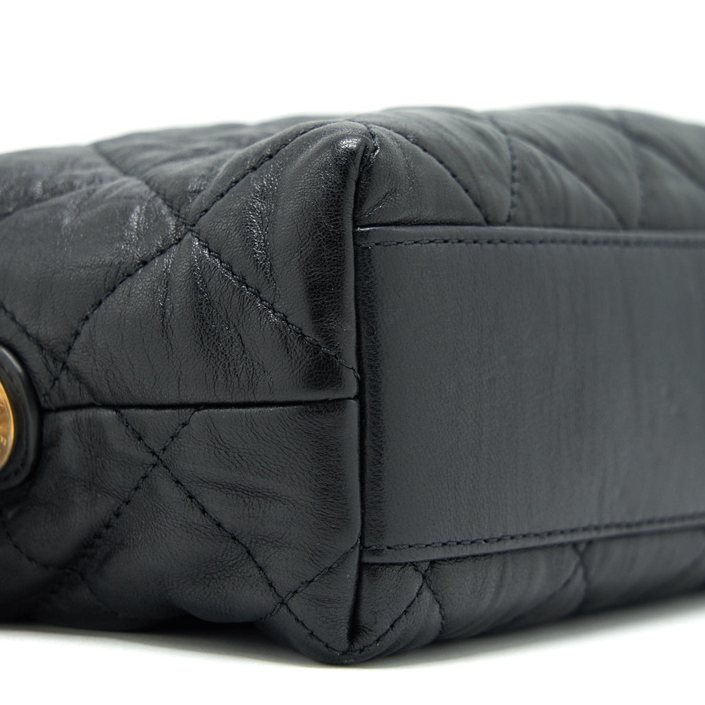 CHANEL SMALL CC WRAPPED STRAP BAG LAMBSKIN BLACK IN CRUMPLED GHW