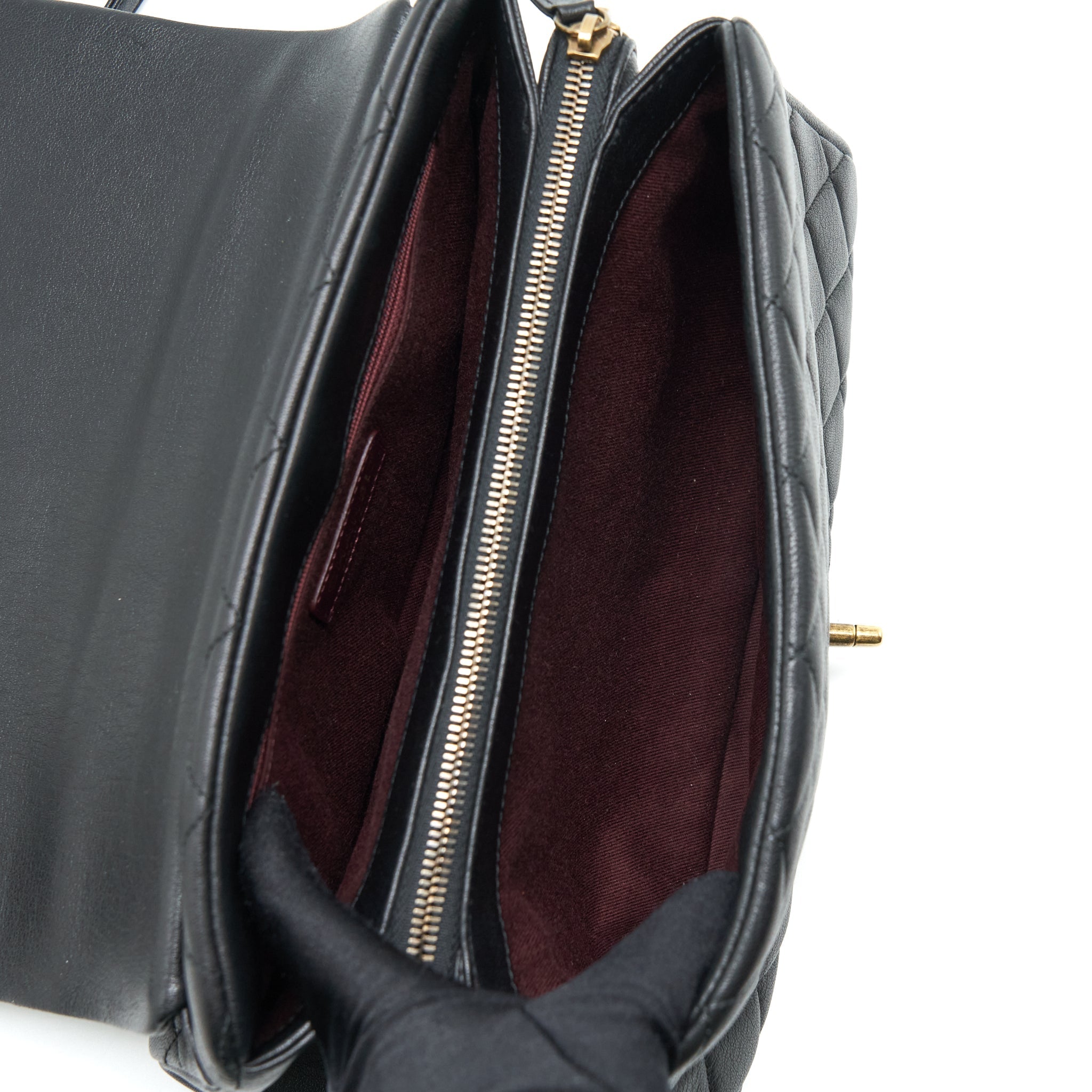 CHANEL LARGE FLAP BAG CALFSKIN BLACK RUTHENIUM GOLD HARDWARE
