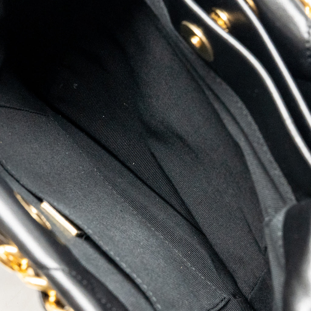 CHANEL QUILTED DOUBLE CHAIN SHOPPING TOTE BAG LAMBSKIN BLACK GHW (MICROCHIP)