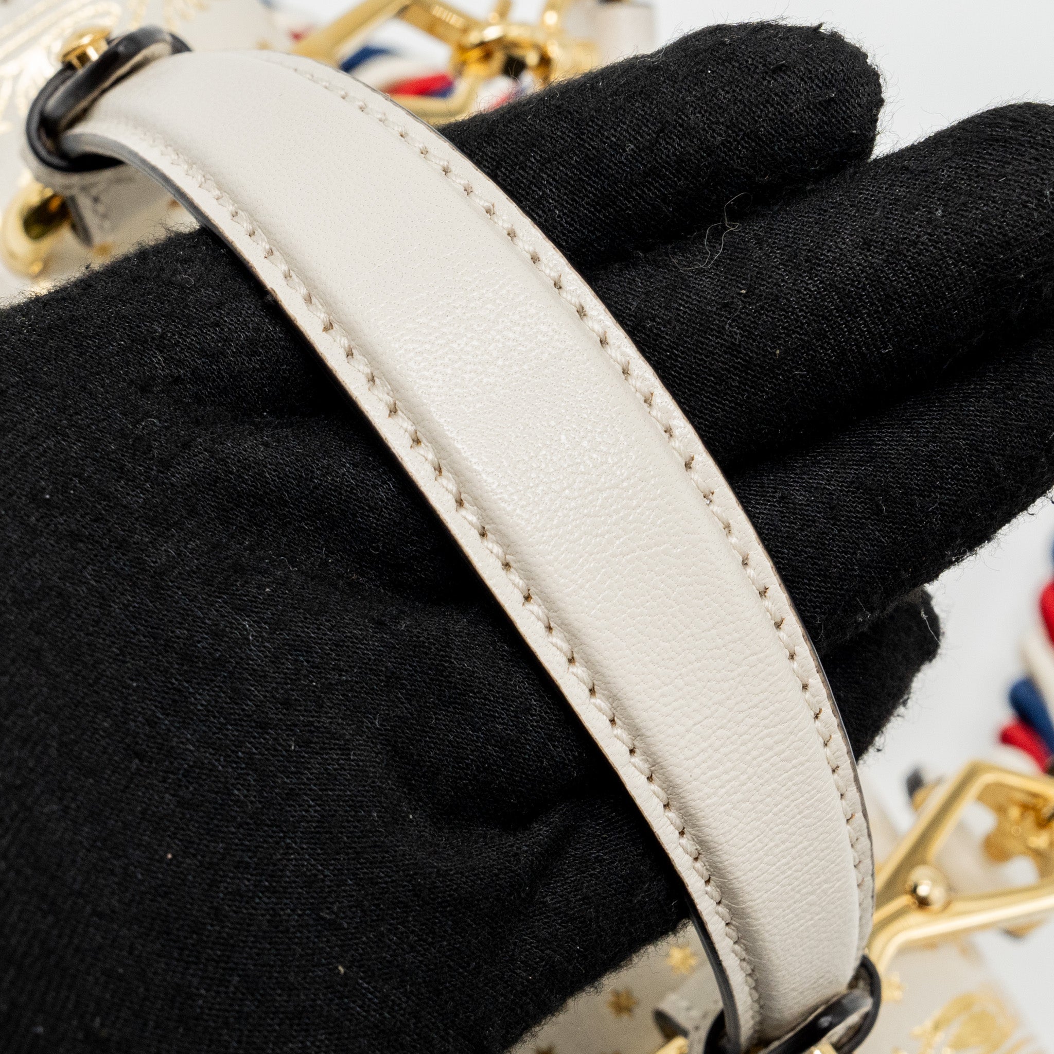 GUCCI SYLVIE TOP HANDLE BAG LIMITED EDITION LEATHER WHITE GHW