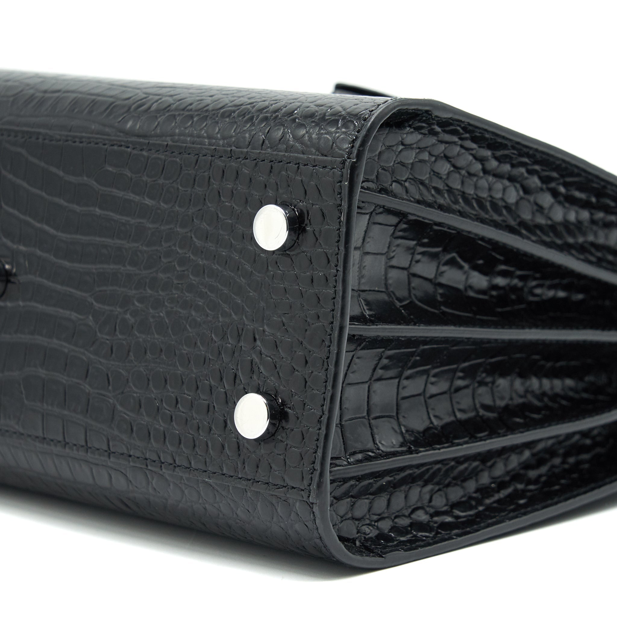 SAINT LAURENT SAC DE JOUR BABY IN CROC EMBOSSED LEATHER BLACK SHW