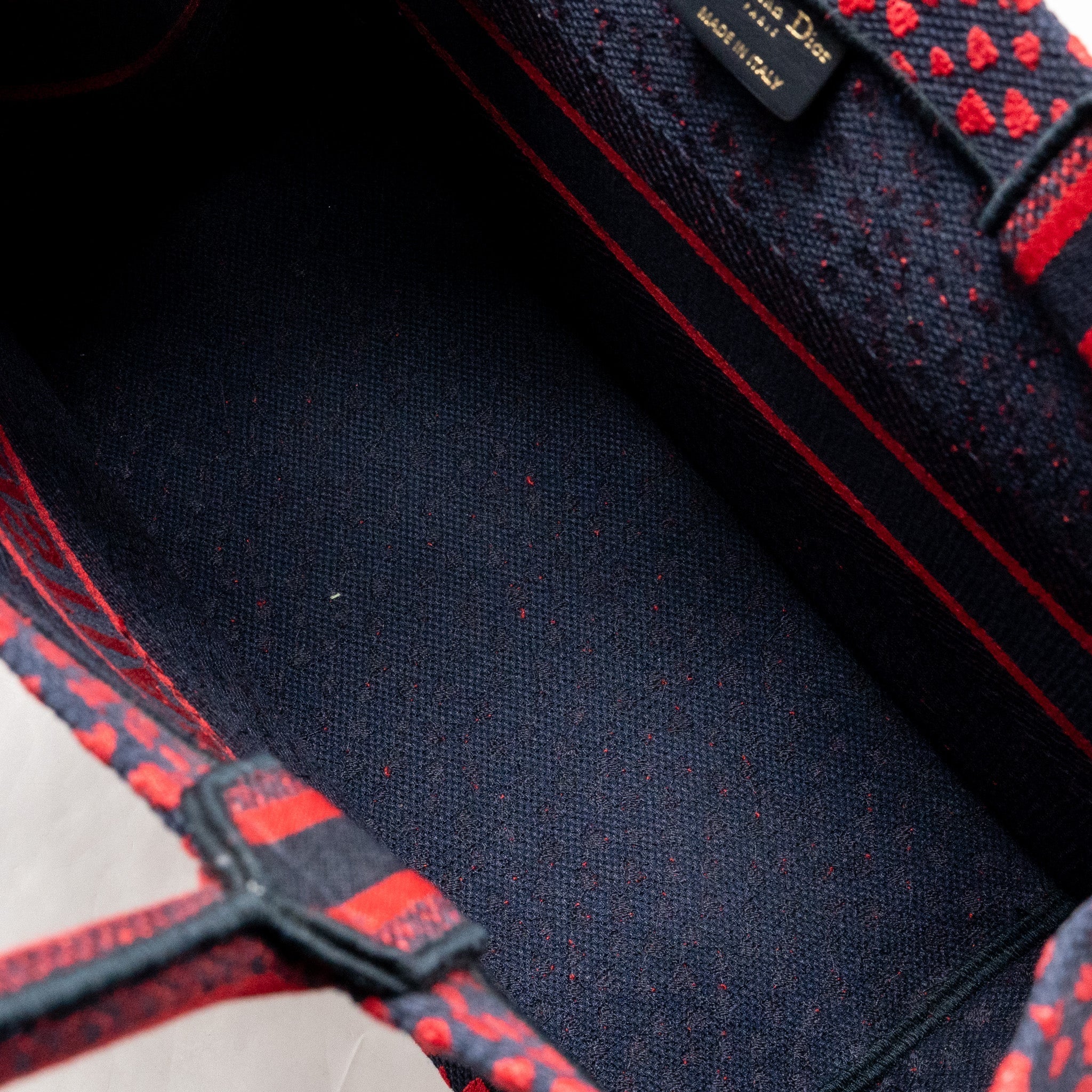 DIOR MEDIUM DIOR BOOK TOTE I LOVE PARIS CANVAS RED / NAVY