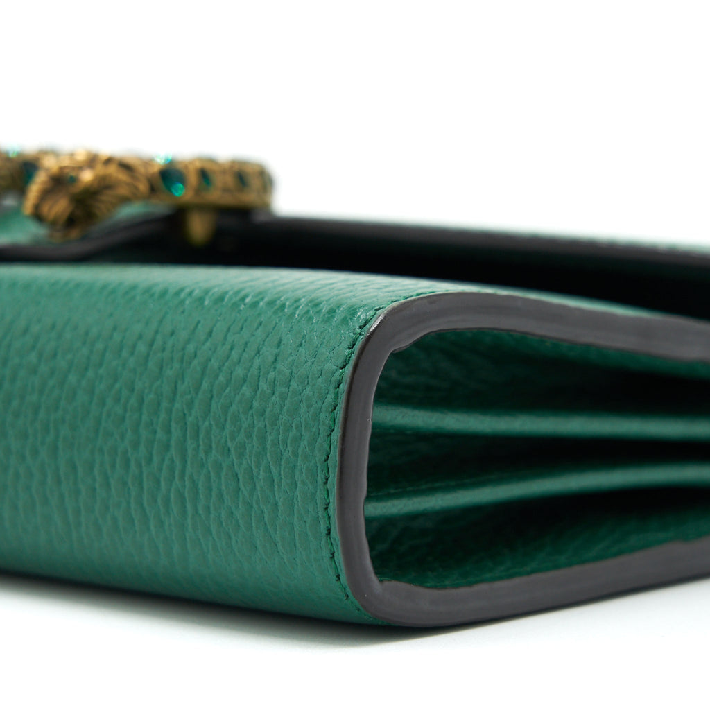 GUCCI DIONYSUS MINI CHAIN BAG GREEN WITH GOLD AND SILVER HARDWARE