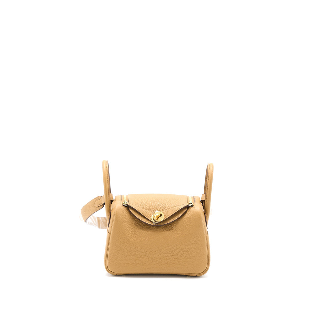 HERMES MINI LINDY CLEMENCE BISCUIT GHW