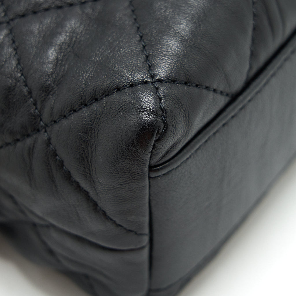 CHANEL SMALL CC WRAPPED STRAP BAG LAMBSKIN BLACK IN CRUMPLED GHW