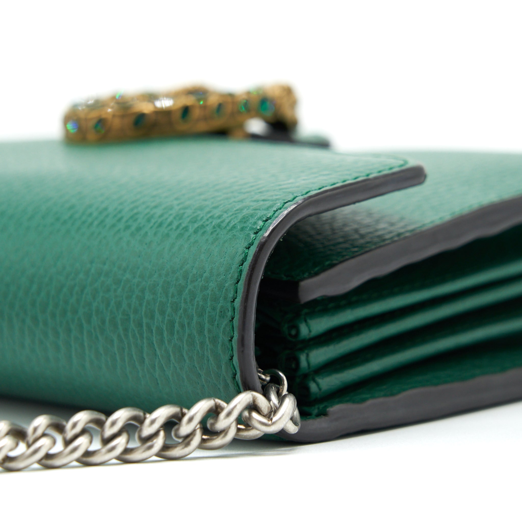 GUCCI DIONYSUS MINI CHAIN BAG GREEN WITH GOLD AND SILVER HARDWARE