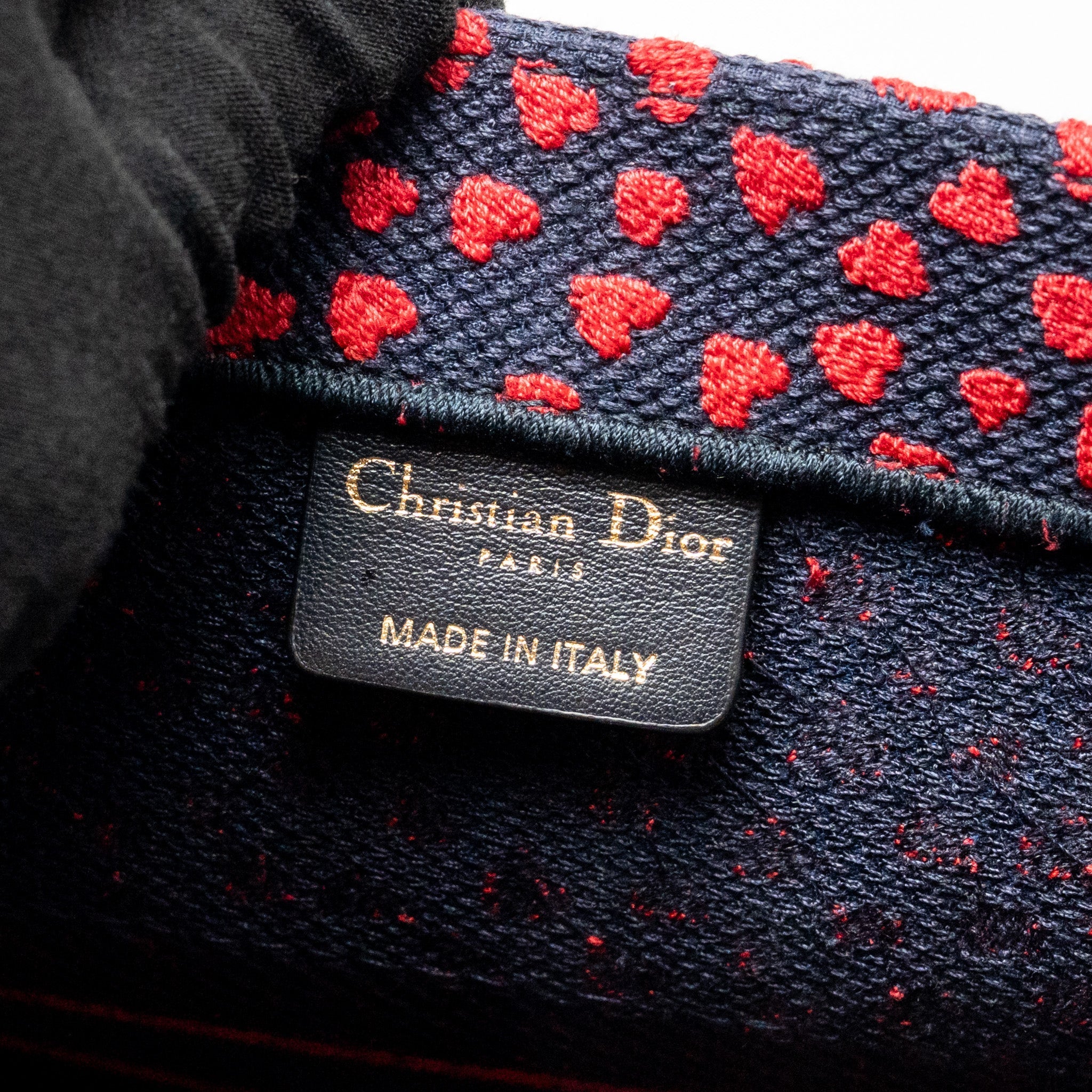 DIOR MEDIUM DIOR BOOK TOTE I LOVE PARIS CANVAS RED / NAVY
