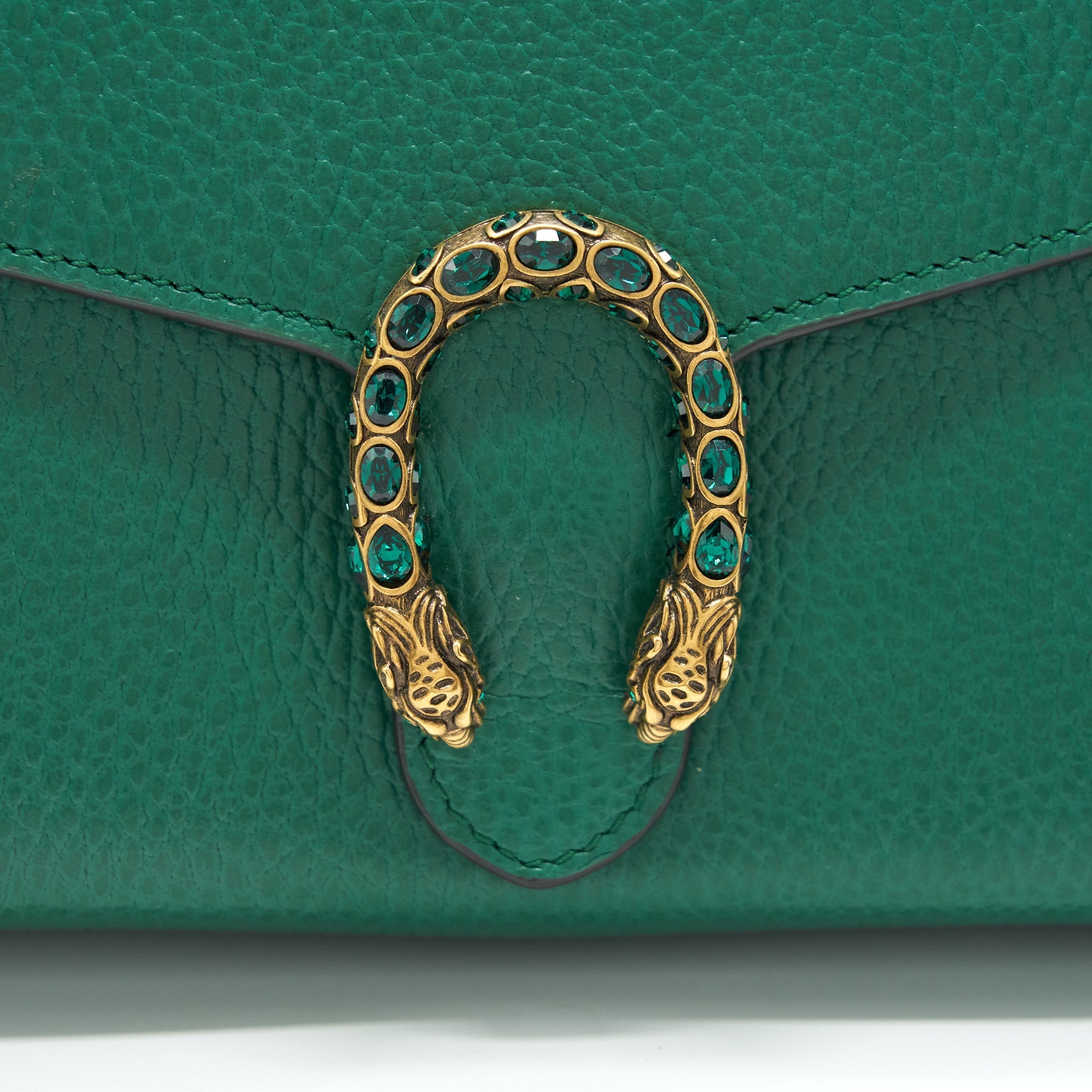 GUCCI DIONYSUS MINI CHAIN BAG GREEN WITH GOLD AND SILVER HARDWARE