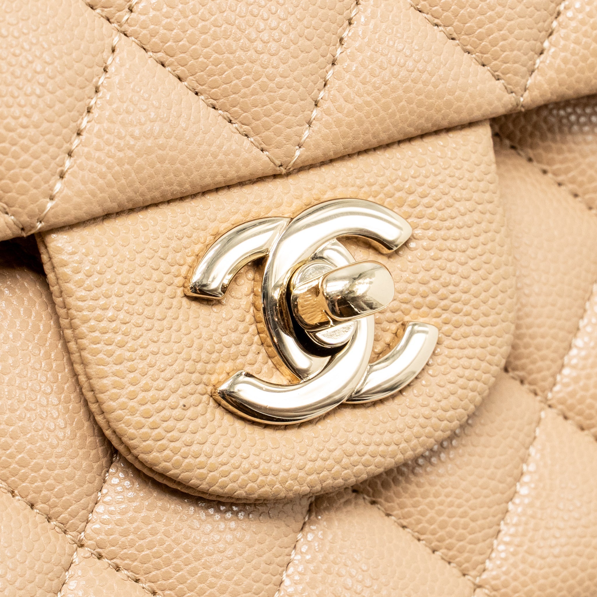 CHANEL MEDIUM CLASSIC DOUBLE FLAP BAG CAVIAR DARK BEIGE LGHW