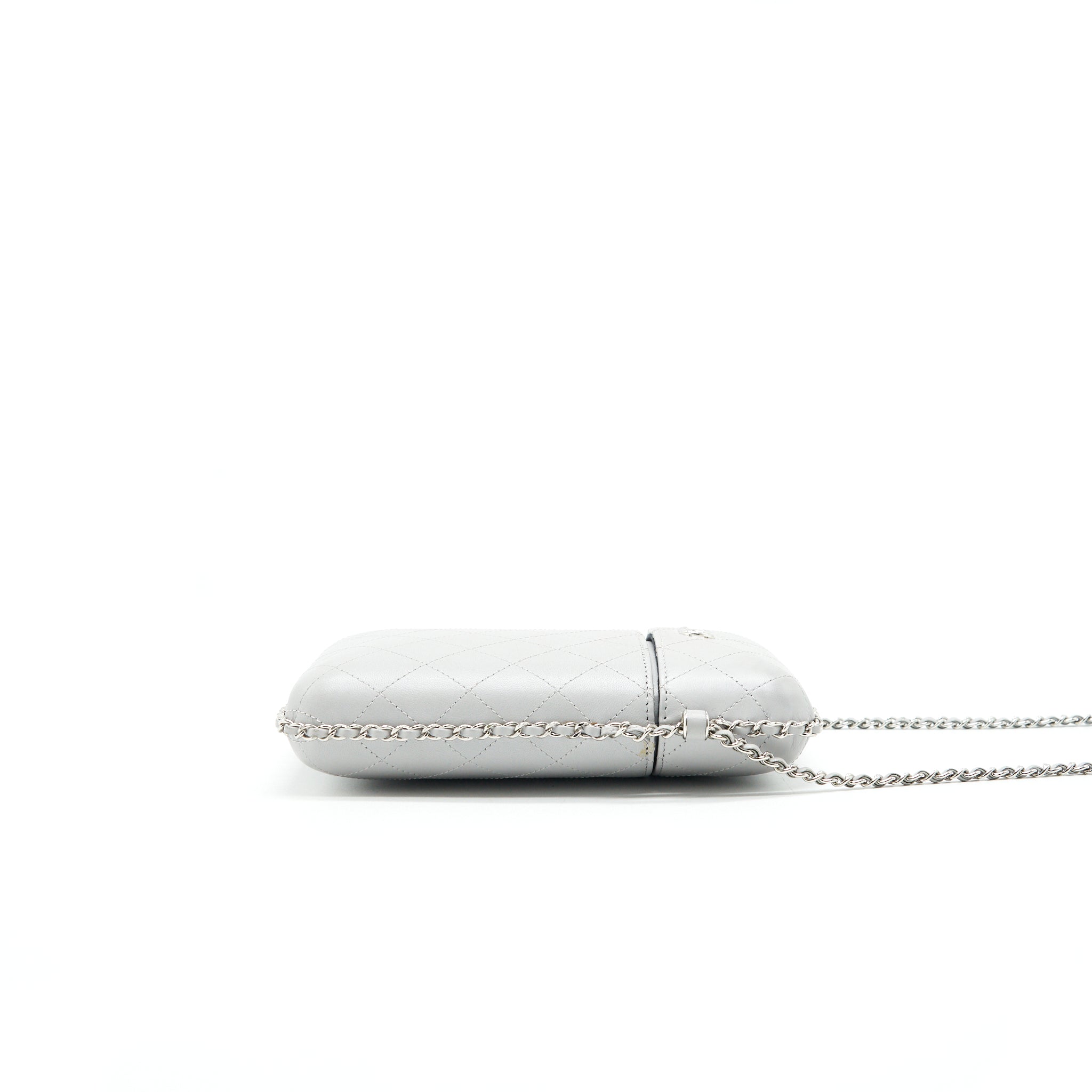 CHANEL GREY VANITY CASE FOR PHONE WITH CHAIN