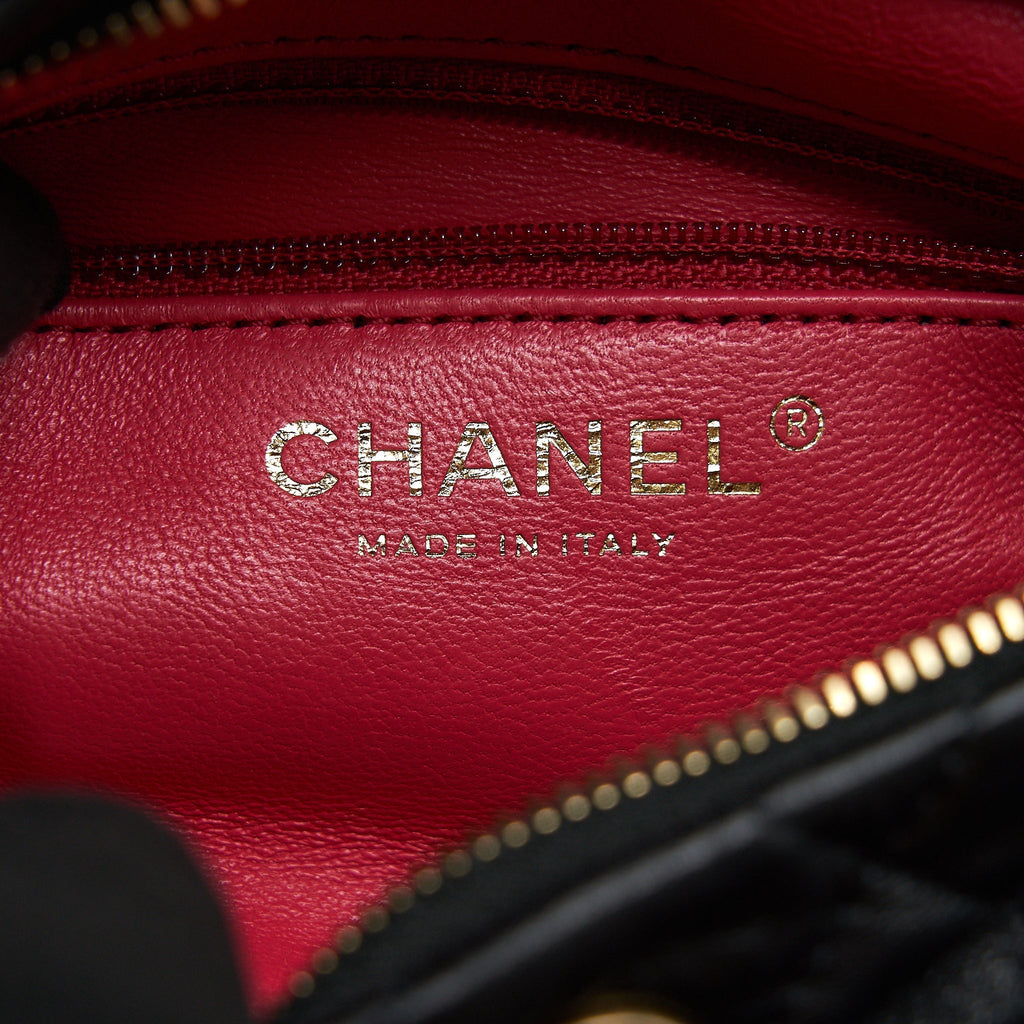 CHANEL SMALL CC WRAPPED STRAP BAG LAMBSKIN BLACK IN CRUMPLED GHW