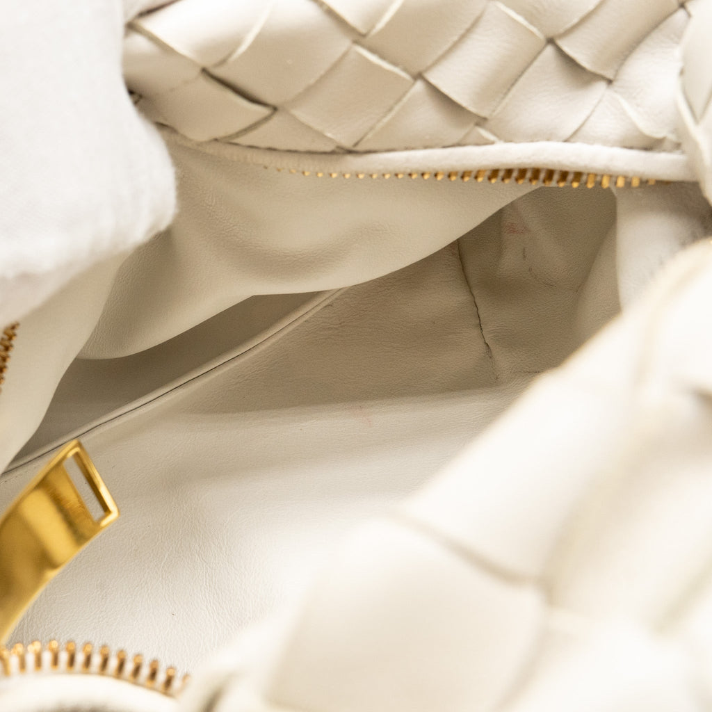 BOTTEGA VENETA MINI JODIE LAMBSKIN WHITE GHW