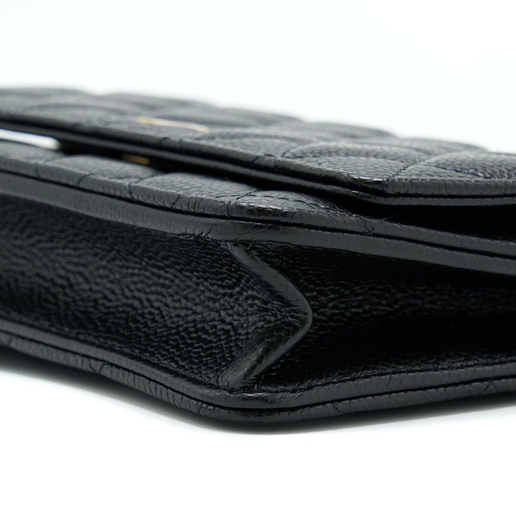 CHANEL CLASSIC WALLET ON CHAIN CAVIAR BLACK GHW (MICROCHIP)