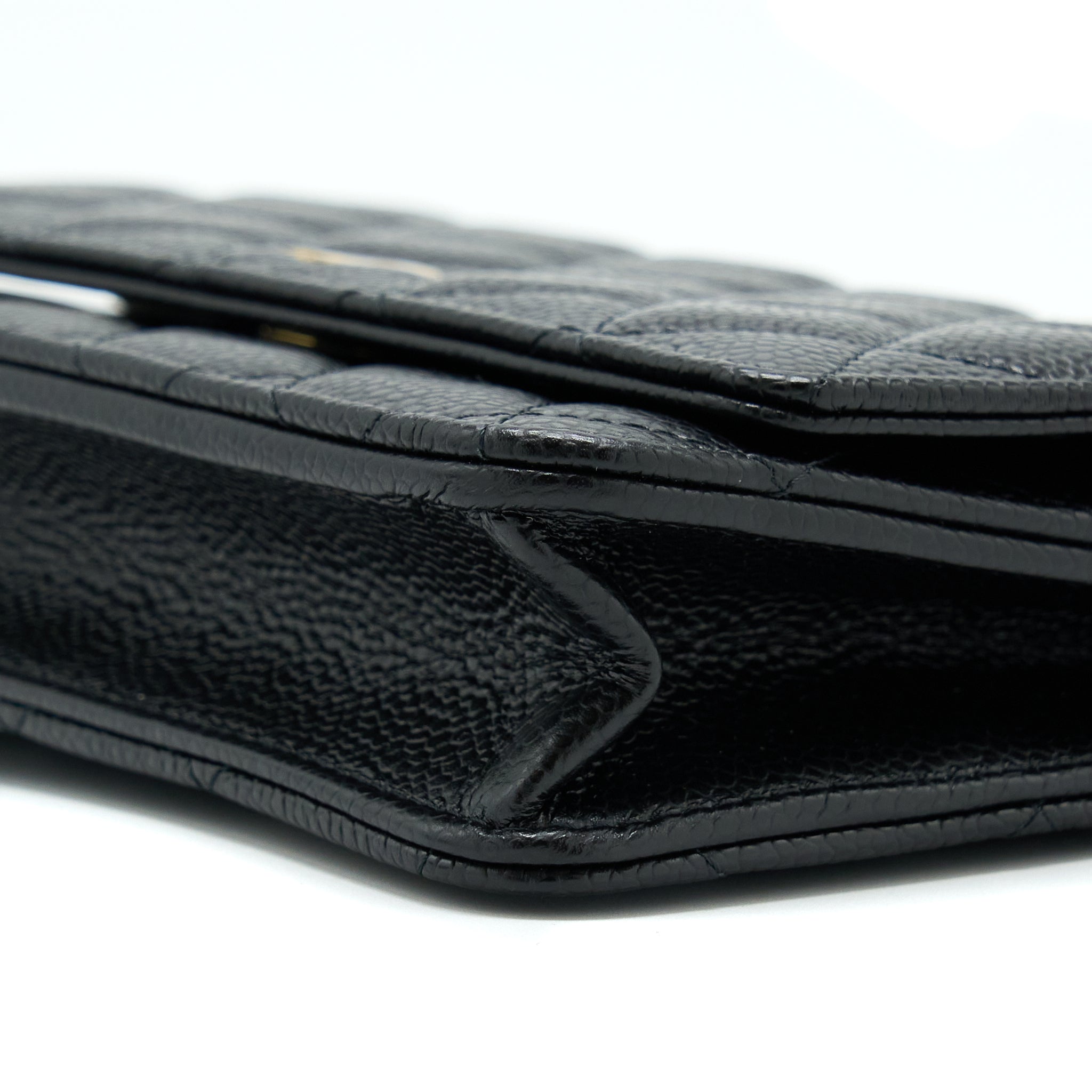 CHANEL CLASSIC WALLET ON CHAIN CAVIAR BLACK GHW (MICROCHIP)