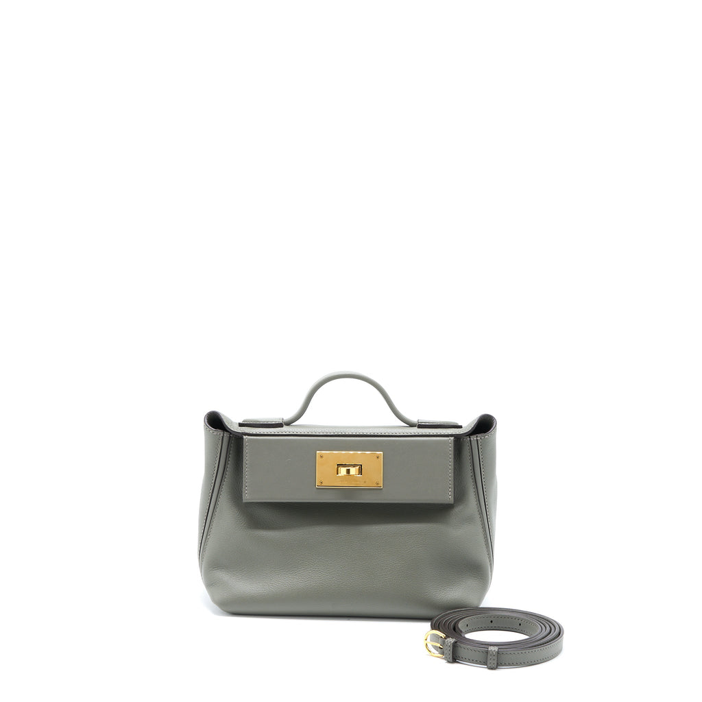 HERMES MINI 24/24 2424-21 BAG EVERCOLOR / SWIFT GRIS MEYER GHW
