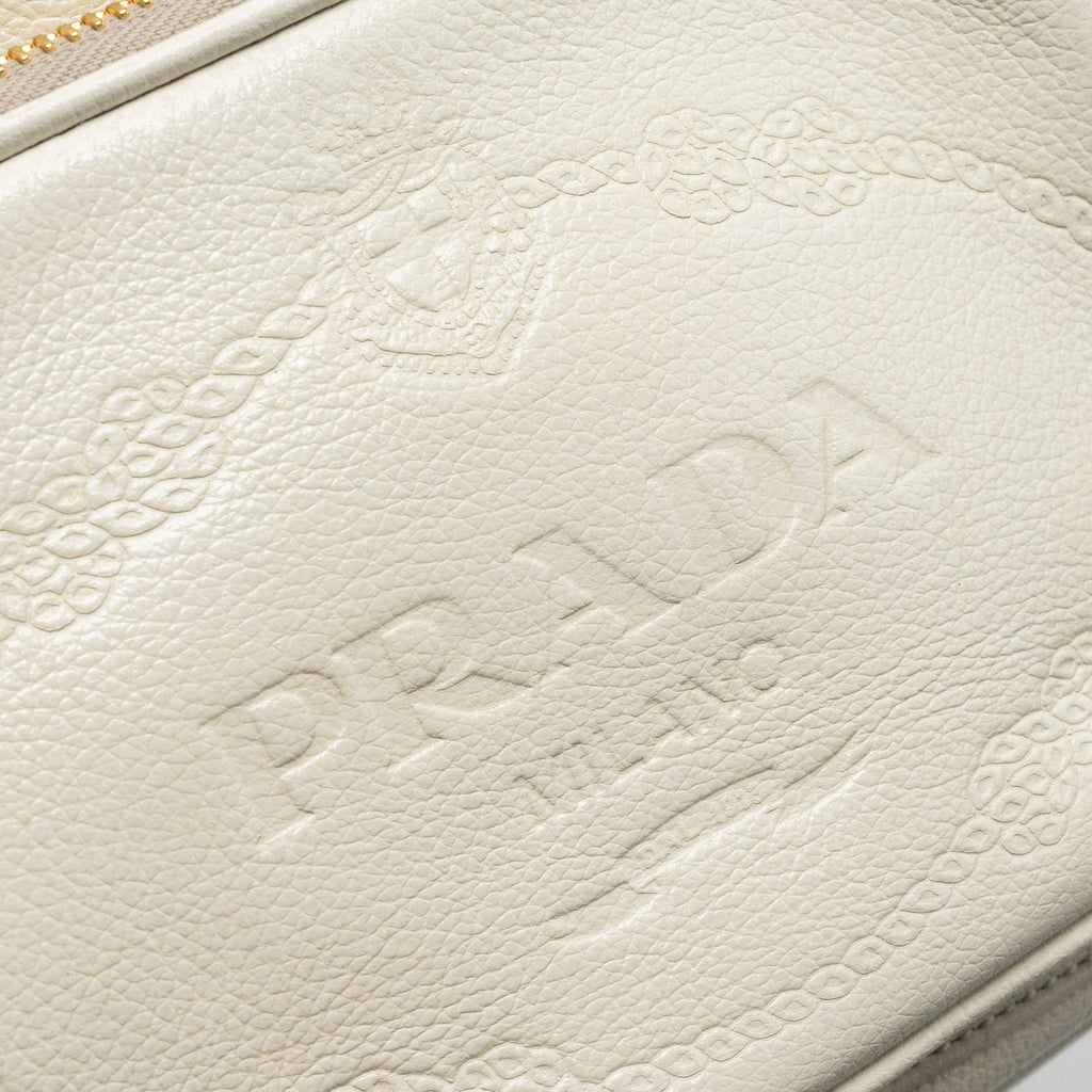 PRADA DRAWSTRING BUCKET BAG CALFSKIN WHITE GHW