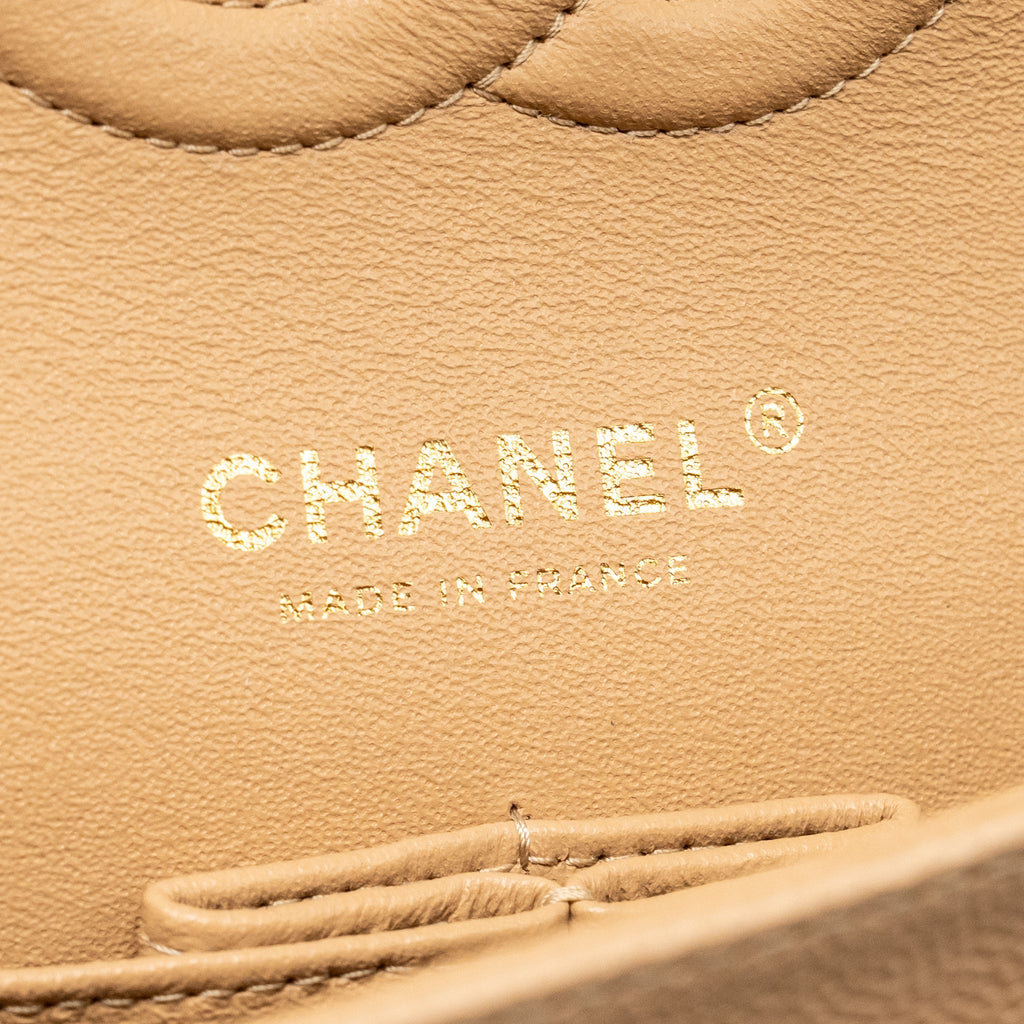 CHANEL MEDIUM CLASSIC DOUBLE FLAP BAG CAVIAR DARK BEIGE LGHW