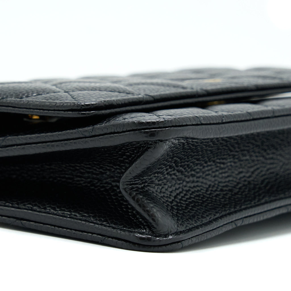 CHANEL CLASSIC WALLET ON CHAIN CAVIAR BLACK GHW (MICROCHIP)