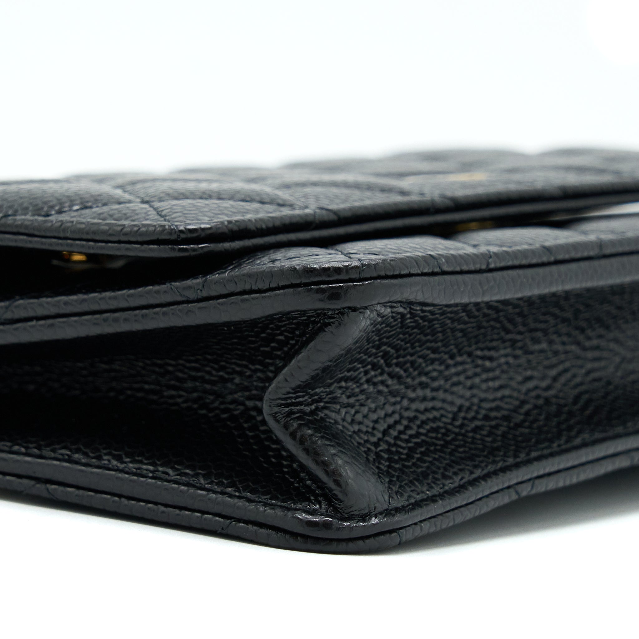 CHANEL CLASSIC WALLET ON CHAIN CAVIAR BLACK GHW (MICROCHIP)