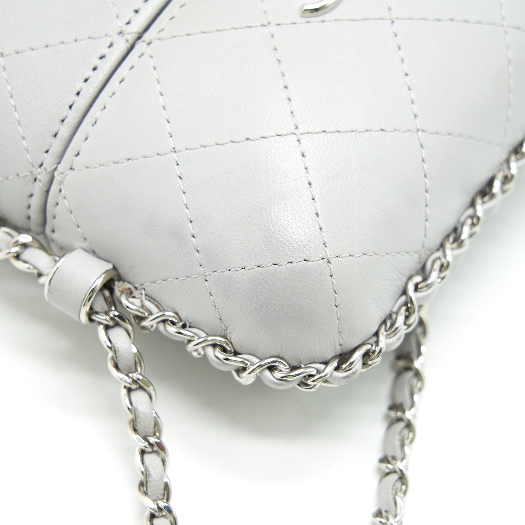 CHANEL GREY VANITY CASE FOR PHONE WITH CHAIN