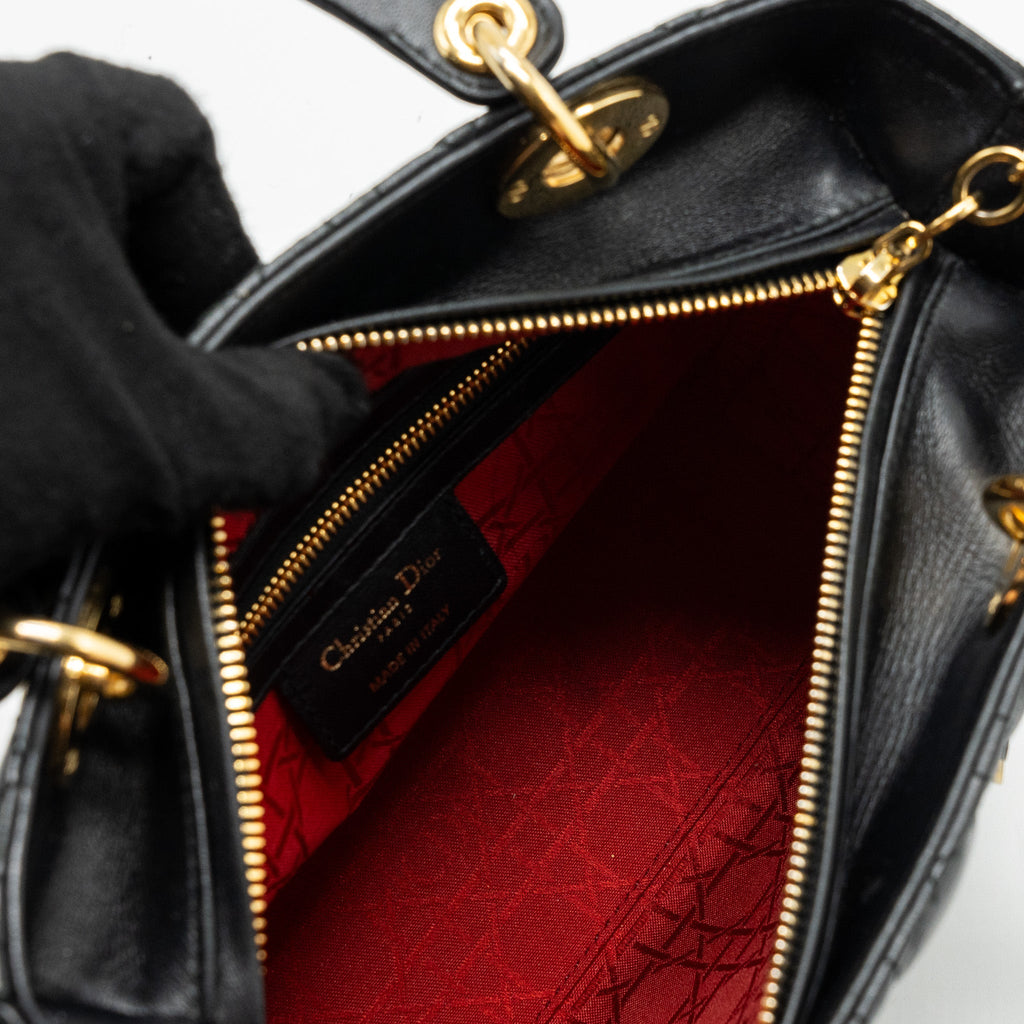 DIOR MEDIUM LADY DIOR LAMBSKIN BLACK GHW