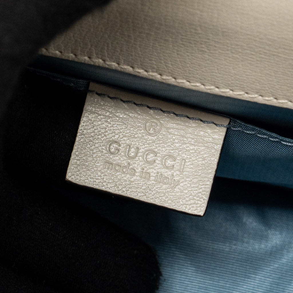 GUCCI SYLVIE TOP HANDLE BAG LIMITED EDITION LEATHER WHITE GHW