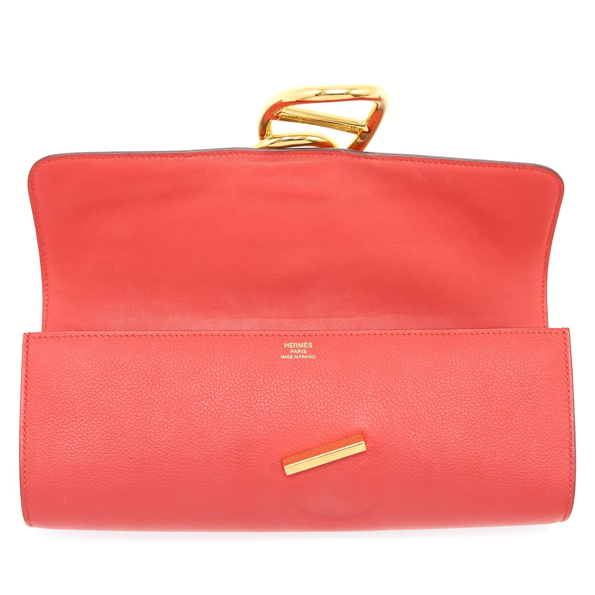 HERMES EGEE CLUTCH ORANGE RED GHW