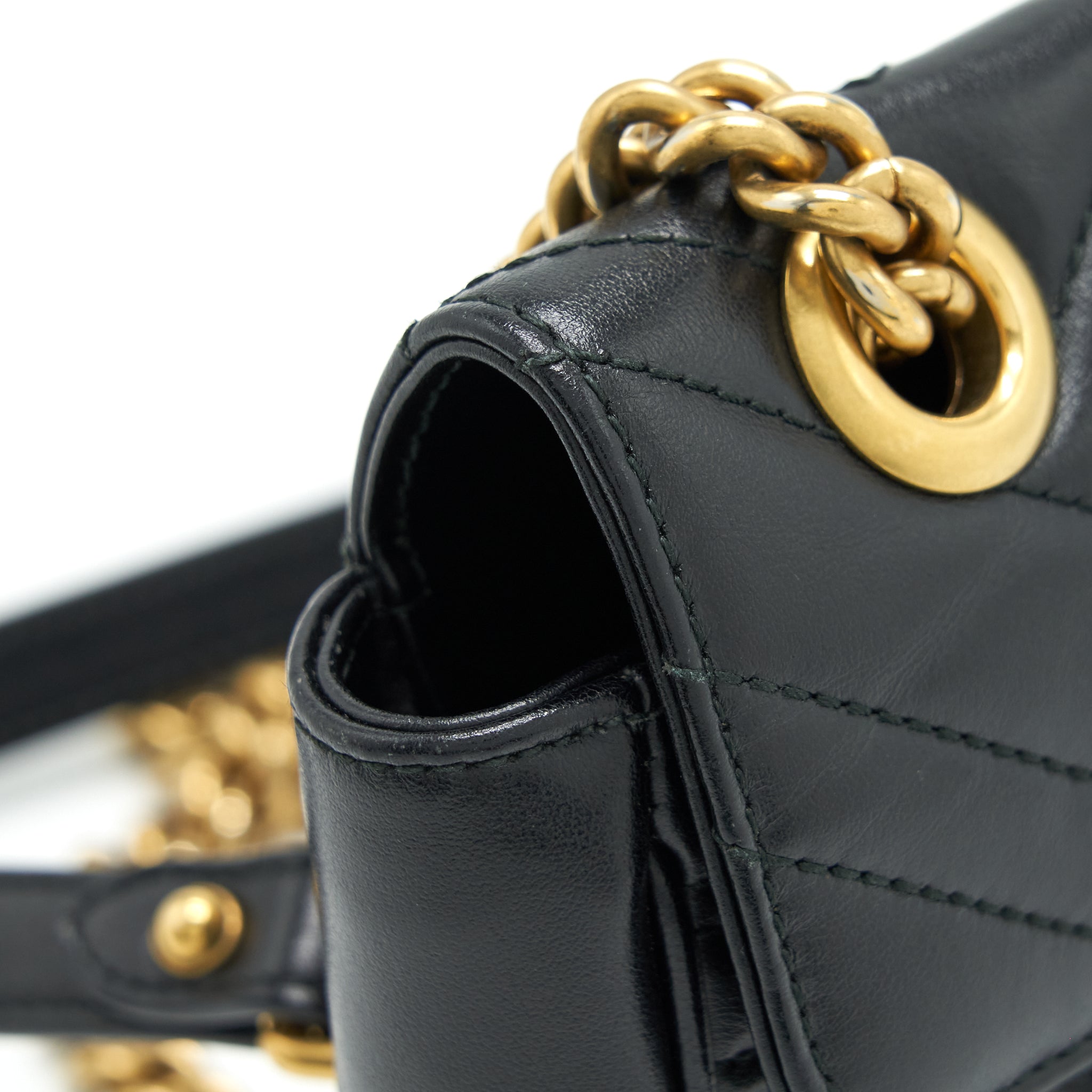 GUCCI MINI MARMONT MATELASSE BAG BLACK GHW