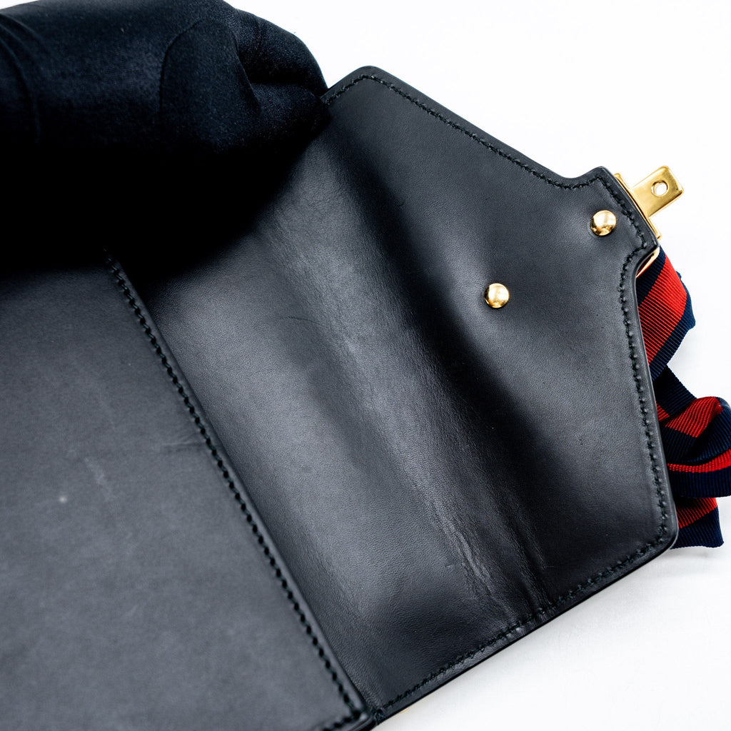 GUCCI MINI SYLVIE CHAIN BAG CALFSKIN BLACK GHW