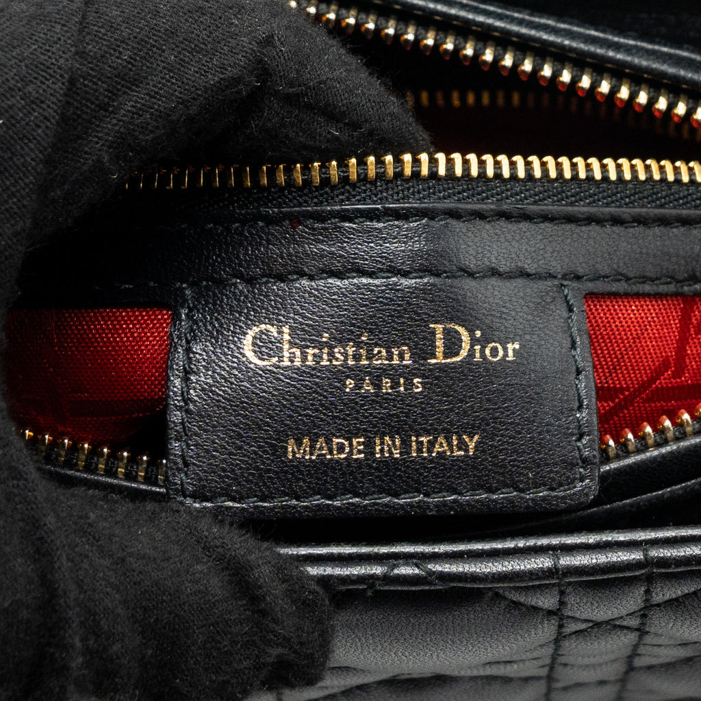 DIOR MEDIUM LADY DIOR LAMBSKIN BLACK GHW