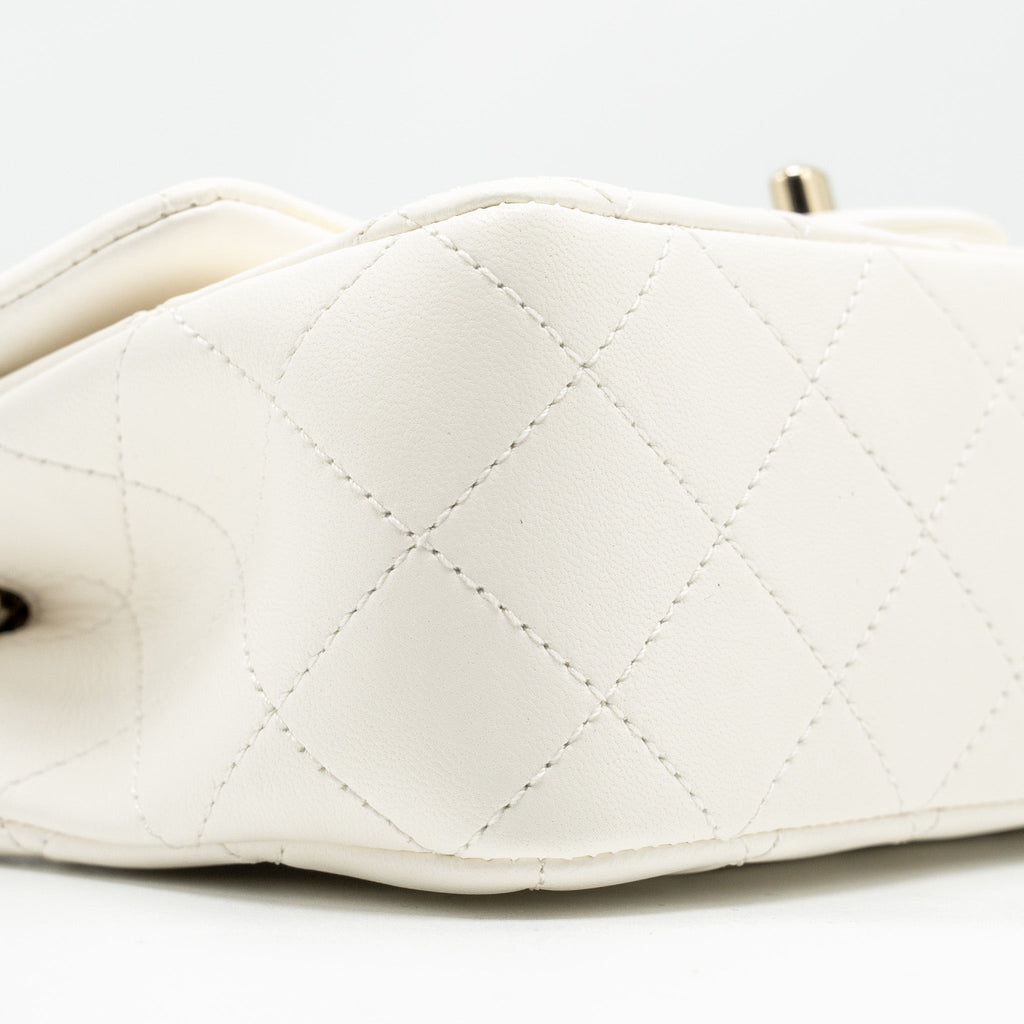 CHANEL 23C PEARL CRUSH MINI RECTANGULAR FLAP BAG LAMBSKIN WHITE LGHW (MICROCHIP)
