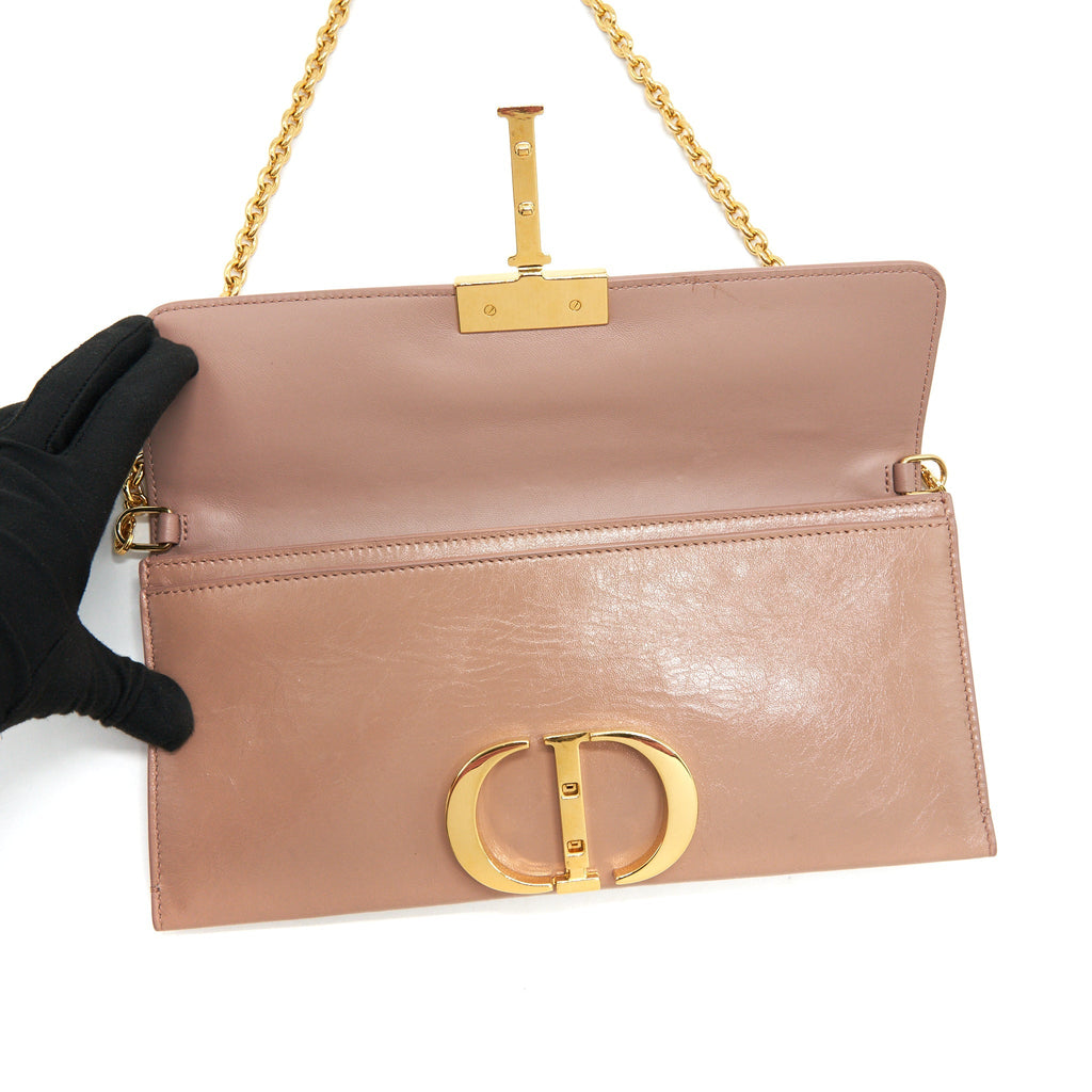 DIOR 30 MONTAIGNE LEATHER CLUTCH BAG WITH CHAIN