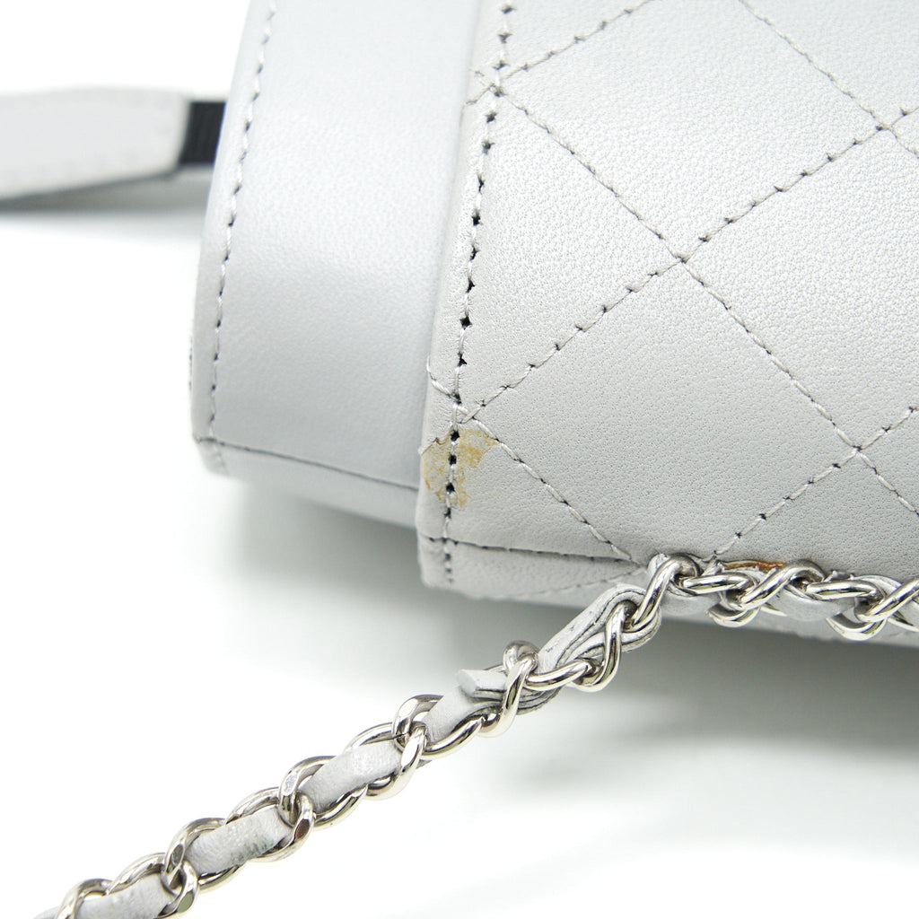 CHANEL GREY VANITY CASE FOR PHONE WITH CHAIN