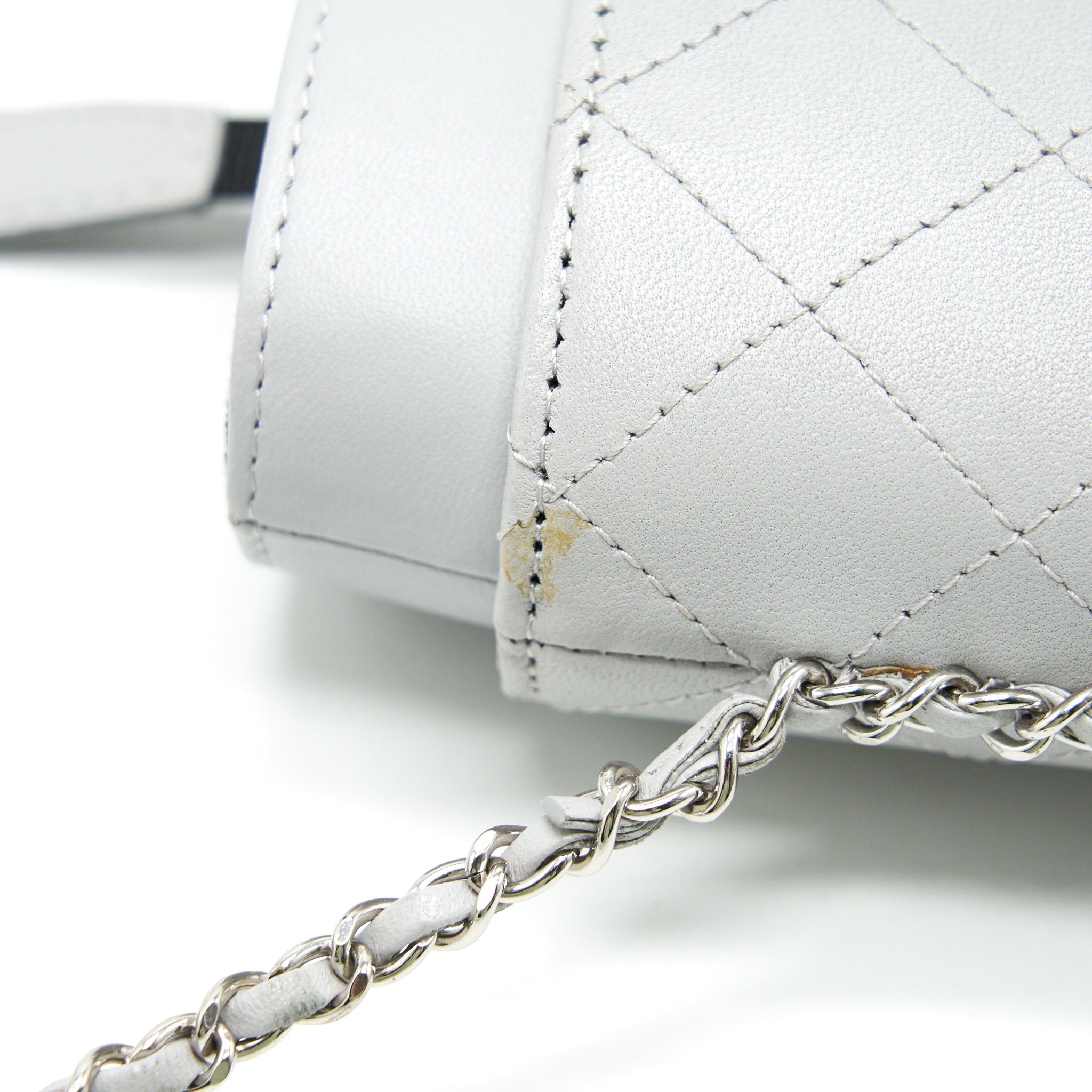 CHANEL GREY VANITY CASE FOR PHONE WITH CHAIN