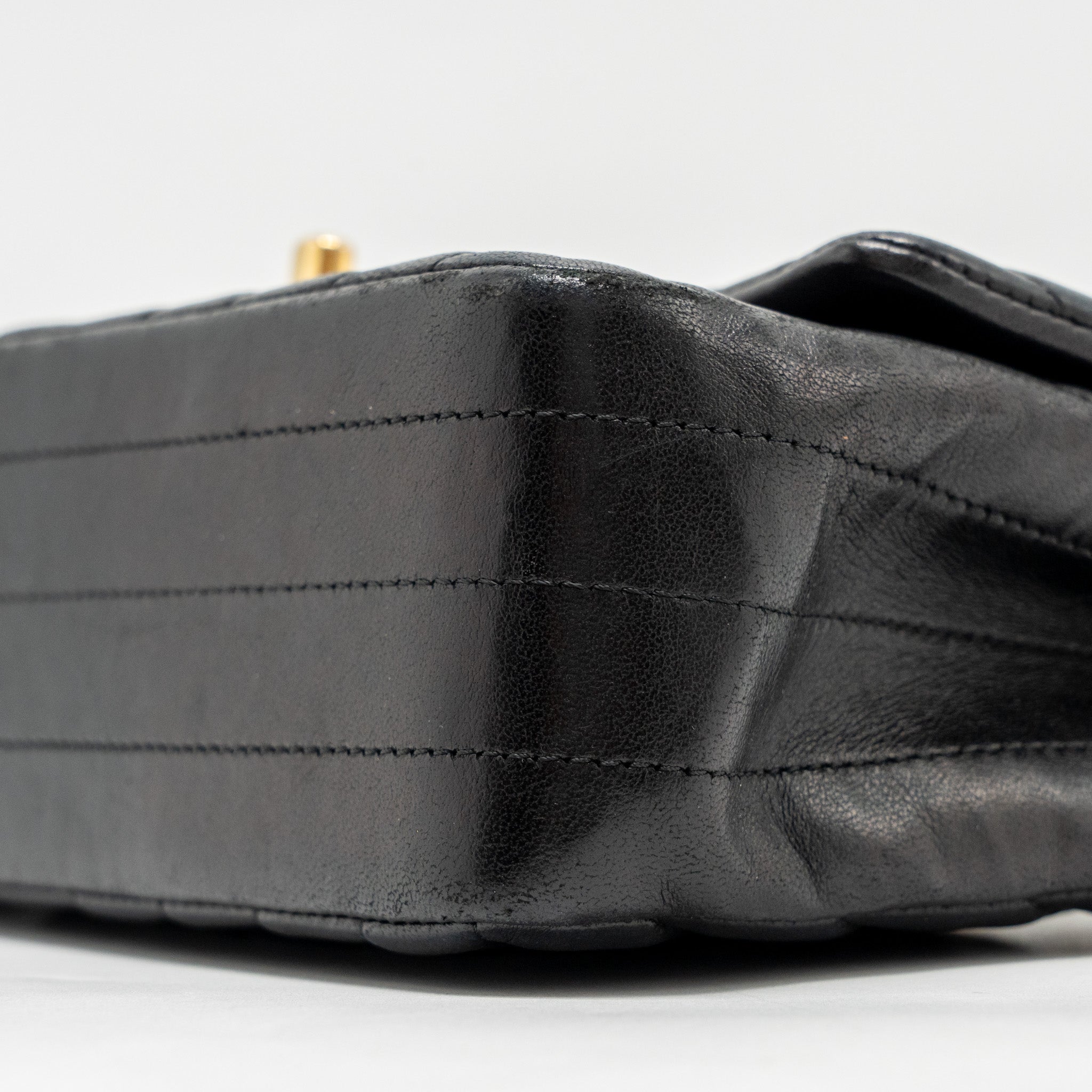 CHANEL MINI RECTANGULAR FLAP BAG CHEVRON LAMBSKIN BLACK GHW