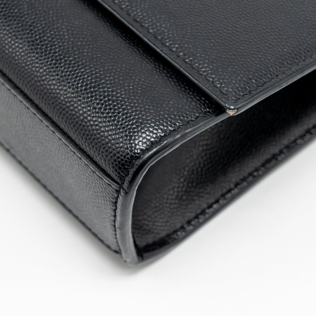 SAINT LAURENT/YSL LARGE KATE CHAIN BAG GRAINED CALFSKIN BLACK GHW