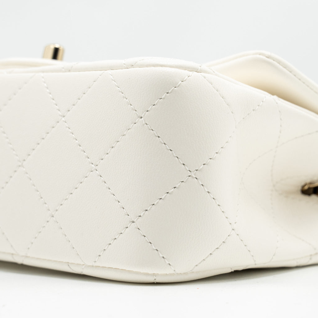 CHANEL 23C PEARL CRUSH MINI RECTANGULAR FLAP BAG LAMBSKIN WHITE LGHW (MICROCHIP)