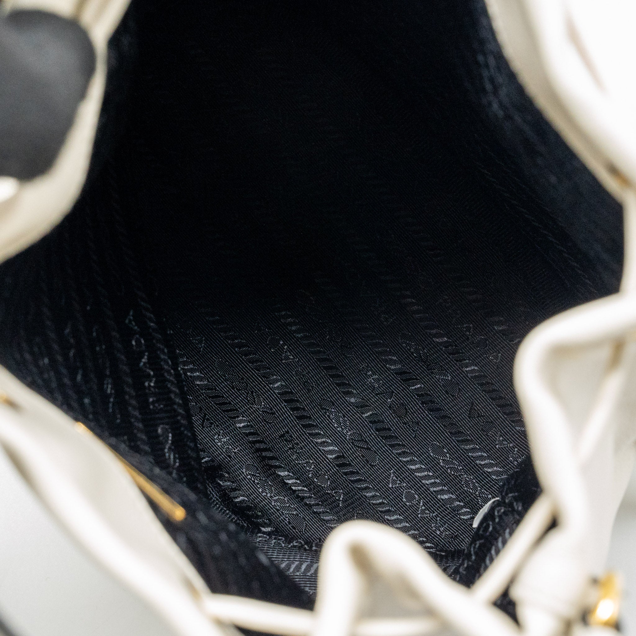 PRADA DRAWSTRING BUCKET BAG CALFSKIN WHITE GHW