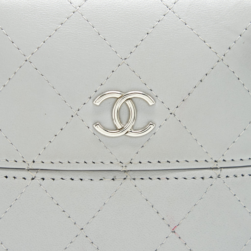 CHANEL GREY VANITY CASE FOR PHONE WITH CHAIN